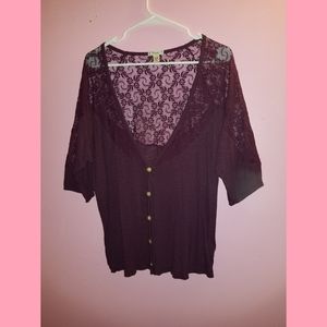 Boho Purple Lace Blouse